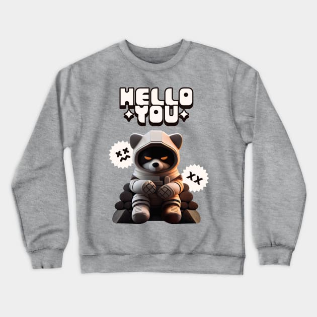 Hello You hooded racoon Crewneck Sweatshirt by Solum Shirts